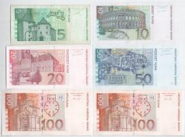 Horvátország 1993-2012. 5K-100K (6x) T:UNC,AU, közte egy F
Croatia 1993-2012. 5 Kuna - 100 Kuna (6x...
