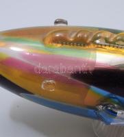 Nagy méretű üveg hal. Irizáló festéssel, hibátlan 54 cm