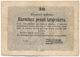 1849. 30kr "Kossuth bankó" T:F,VG Adamo G103