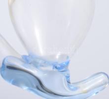 Üveg pipa. Anyagában színezett, hutaüveg, kék, hibátlan 25 cm