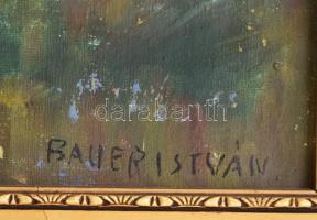 Bauer István (-), XX. sz. első fele/közepe: Erdei táj.. Olaj, vászon, jelzett, kis benyomódással, sé...