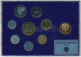 Ausztria 1982. 2gr-20Sch (8xklf) forgalmi sor + Bécsi Verde zseton, műanyag dísztokban T:PP Austria 1982. 2 Groschen - 20 Schilling (8xdiff) coin set + Vienna Mint token, in original plastic case C:PP