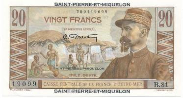 Franciaország / Saint-Pierre and Miquelon DN (1950-1960) 20Fr "B 81 09099" T:AU France / Saint-Pierre and Miquelon ND (1950-1960) 20 Francs "B 81 09099" C:AU Krause P#?24