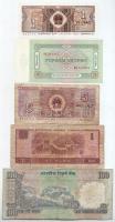 5db-os vegyes külföldi bankjegy tétel, benne India, Kína és Mongólia T:UNC-VG, egyiken tűlyukak
5pc...