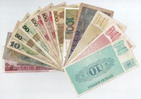 13db-os vegyes külföldi bankjegy tétel, benne Szlovénia, NDK, Románia, Lengyelország, közte NDK 1971...