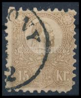 1871 Kőnyomat 15kr (35.000) (rövid sarokfog / short corner perf.)