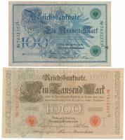 Német Birodalom 1908. 100M zöld pecsét + 1910. 1000M piros pecsét, hétjegyű sorszámmal T:F
German E...