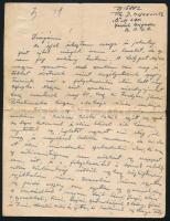 1945 Holocaustból menekült személy kézzel írt levele magyar állapotokról, mások sorsairól, arról, hogy az antiszemtizmus nem csökkent, és hogy mindenki el akar költözni, aki megmaradt, hogy a felszabadítók is lopnak, rabolnak, stb 4 beírt oldalon