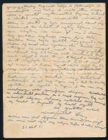 1945 Holocaustból menekült személy kézzel írt levele magyar állapotokról, mások sorsairól, arról, ho...