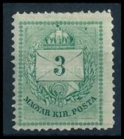 1874 3kr eltérő 12 1/2 : 12 3/4 fogazással, gyöngyjavítással