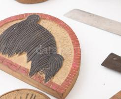 Bottyán-Kiss Mihály hagyatékából 18 darab klf faragott tárgy, közte faragott csont, faragott nyelű k...