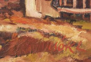 Csók L jelzéssel: Utcarészlet. Olaj, farost. 48x60 cm. Dekoratív fakeretben