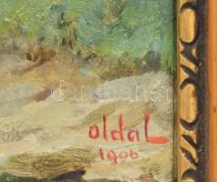 Oldal István (1828-1916): Ebédszünet, 1906. Olaj, karton. Jelezve jobbra lent. 32,5x44,5 cm. Dekorat...