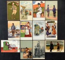 Érdekes vegyes régi képeslap tétel benne sok angol kiadású lappal, Tucks, humor, sorozatok, üdvözlők...