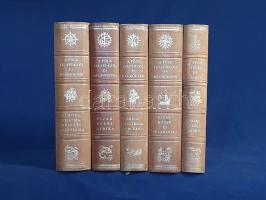 A Föld felfedezői és meghódítói I-V. [Teljes mű öt kötetben.] Budapest, 1938. Révai Irodalmi Intézet (ny.) [2] + 474 + [2] p. + 24 t. (kétoldalas); [2] + 373 + [5] p. + 16 t. (kihajtható); 371 + [7] p. + 16 t. (kétoldalas); [2] + 441 + [7] p. + 20 t. (kétoldalas); [2] + 236 + [4] + LXVIII p. + 8 t. (kétoldalas). Egyetlen kiadás. A Révai Irodalmi Intézet gondozásában megjelent, olvasmányos stílusban megírt történeti és néprajzi felfedezői sorozatban nagyszerű, bátor kalandnak tűnik a felfedezés kalandja, mely rendre Európából indul ki. A munka beosztása: I. Cholnoky Jenő: Európa, Kisázsia, Belső- és Kelet-Ázsia felfedezése és meghódítása -- Germanus Gyula: Arábia, Szíria és Mezopotámia felfedezése és meghódítása. -- II.: Kéz Andor: Észak- és Dél-Afrika felfedezése és meghódítása. -- III. Baktay Ervin: India és Indonézia felfedezése és meghódítása -- Bulla Béla: Ausztrália és Oceánia felfedezése és meghódítása -- IV. Baktay Ervin: Észak-Amerika felfedezése és meghódítása -- Juhász Vilmos: Közép-Amerika felfedezése és meghódítása -- Temesy Győző: Dél-Amerika felfedezése és meghódítása -- Mendöl Tibor: Az Északi-sark felfedezése és meghódítása -- Cholnoky Jenő: A Déli-sark felfedezése és meghódítása. Egységes, aranyozott, álbordázott gerincű, színes, illusztrált kiadói félbőr kötésben. Jó példány.