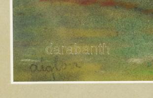 Aiglon jelzéssel: Vízparti fények. Pasztell, papír. Üvegezett, dekoratív fakeretben, 23×33 cm