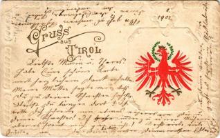 1902 Gruss aus Tirol / Coat of arms of Tyrol. Tyrolean Eagle. Emb. litho (fa)