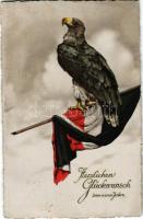 1915 Herzlichen Glückwunsch zum neuen Jahre / WWI German military art postcard with New Year greetin...