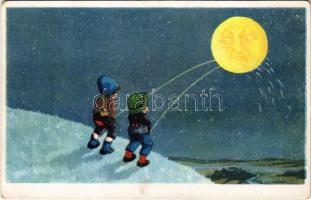 Children humour, pissing on the moon. WSSB 9279/2. (kopott sarkak / worn corners)