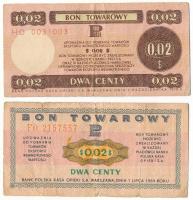 Lengyelország 1969. 0,02$ (2c) "Bon Towarowy" + 1979. 0,02$ (2c) "Bon Towarowy" T:F,VG Poland 1969. 0,02 Dollar (2 Cents) "Bon Towarowy" + 1979. 0,02 Dollar (2 Cents) "Bon Towarowy" C:F,VG