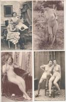 37 db RÉGI használatlan erotikus képeslap és nyomtatvány, pár meztelen hölgyes / 37 pre-1950 unused erotic vintage postcards and cards, some nude ladies