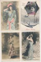 19 db RÉGI külföldi díszített képeslap vegyes minőségben: színésznők / 19 pre-1945 non-Hungarian theatre star postcards in mixed quality: decorated, actresses