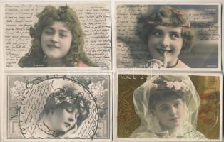 19 db RÉGI külföldi díszített képeslap vegyes minőségben: színésznők / 19 pre-1945 non-Hungarian the...