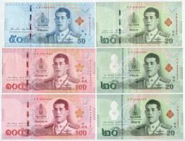 Thaiföld DN (2018-2024) 20B (3db) + 50B + 100B (2db) T:XF-F Thailand ND (2018-2024) 20 Baht (3pcs) + 50 Baht + 100 Baht (2pcs) C:XF-F