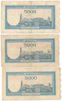 Románia 1945. augusztus 21. 5000L (3db) T:F
Romania 1945. August 21th 5000 Lei (3pcs) C:F