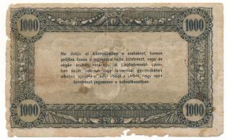 ~1920. 1000K "Vásárlási visszatérítés" kitöltetlen T:VG anyaghiány