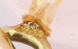 Rózsakvarc medál 14K arany (Au) szerelékkel jelzett 2,5 cm