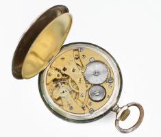 Zsebóra, aranyozott ezüst tokkal, jelzett, működik, d: 46 mm