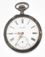 Zsebóra, ezüst tokkal, Amalpha, nem működik, d: 50 mm Fém védőtokkal,