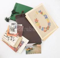 cca 1900-1970 Fotó hagyaték, néhány régi fotóval, sok családi, járművek, néhány vizitkártya, 3 db albumban, kb 100 db fotó