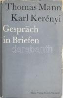 Thomas Mann-Karl Kerényi. Gespräch in Briefen. Zürich, 1960, Rhein Verlag. 222 p. Német nyelven. Thomas Mann és Kerényi Károly levélváltása. Kiadói aranyozott, kissé foltos egészvászon-kötés, kiadói szakadt, kissé foltos papír védőborítóval.