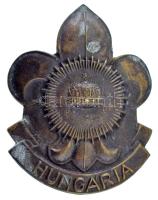 ~1930. "Hungária" bronz cserkész sapkajelvény (45x35mm) T:XF oxidáció