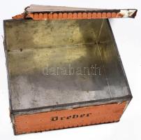 Dreher fémdoboz, kopott, 23x22 cm