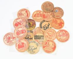 cca 1930, 19 darab zömmel Dreher söralátét, jó darabokkal, közte aláírásokkal, címzéssel.