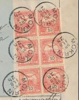1902 Távirat 6 x Turul 10f bélyeggel "MOKRIN"