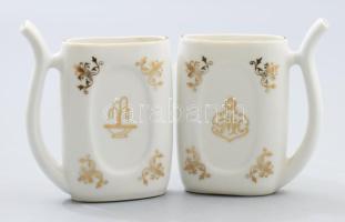 2 db fürdőpohár jelzett porcelán, hibátlan 9 cm