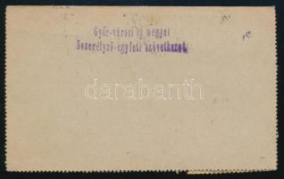 1922 Győr helyi ajánlott díjjegyes zárt levelezőlap 3 bélyeggel kiegészítve