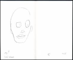 Reigl Judit (1923-2020): Portré. Szitanyomat, papír, jelzett a nyomaton, számozott: 246/1500, 19,5x24 cm / screenprint on paper, signed on the print, numbered: 246/1500