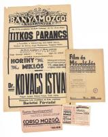 cca 1920-1930 Filmes nyomtatványok: Plakát, Reklámos levelezőlap, mozi reklám nyomtatvány