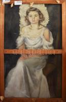 Jelzés nélkül: Fekvő női akt (kétoldalas mű, hátoldalán art deco női portré), 1930 körül. Olaj, vász...