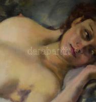 Jelzés nélkül: Fekvő női akt (kétoldalas mű, hátoldalán art deco női portré), 1930 körül. Olaj, vász...