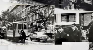 1987 100 éves villamos fotói, 10 db, "fényképezte Karai Sándor","1987-11-27", 9x...