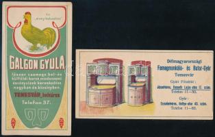 2 db temesvári számolócédula: Galgon Gyula fűszer, csemege, bel- és külföldi borok, mindennemű ásványvizek kereskedése + Délmagyarországi Famegmunkáló- és Butor-Gyár