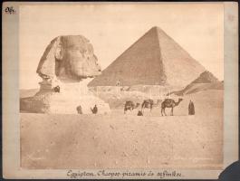 Egyiptom, Cheopsz piramis és Szfinx a Zangaki testvérek (Adelphoi Zangaki) felvétele 24x33 cm magyar utazó feliratozásával /  Egypt, Pyramid of Cheops and the Sphynx, photograph by the Zangaki brothers (Adelphoi Zangaki) 24x33 cm