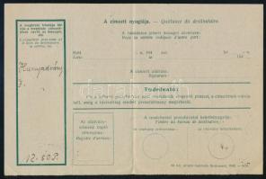 1941 Megbízási postautalvány kitöltve, áthúzva