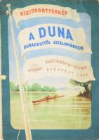 1958 A Duna Budapesttől Sztálinvárosig, vízisporttérkép, Bp., Kartográfiai, 40×112 cm